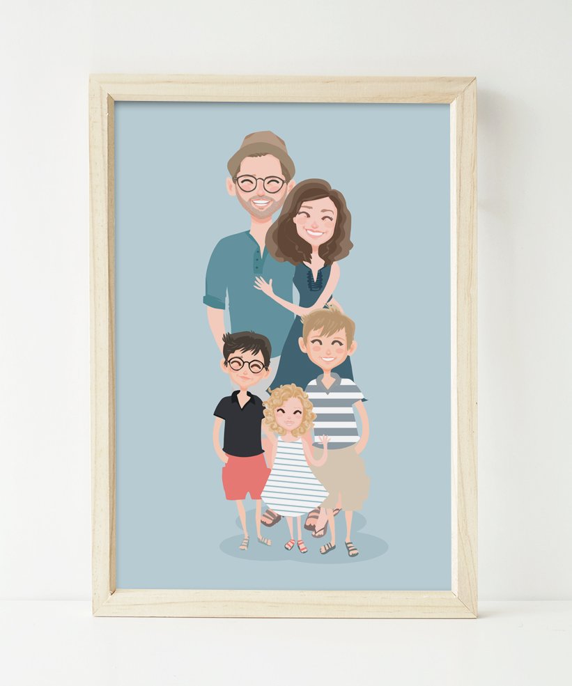 821x985 Family Of Personalized Drawing Doodleism - Personalized Drawing