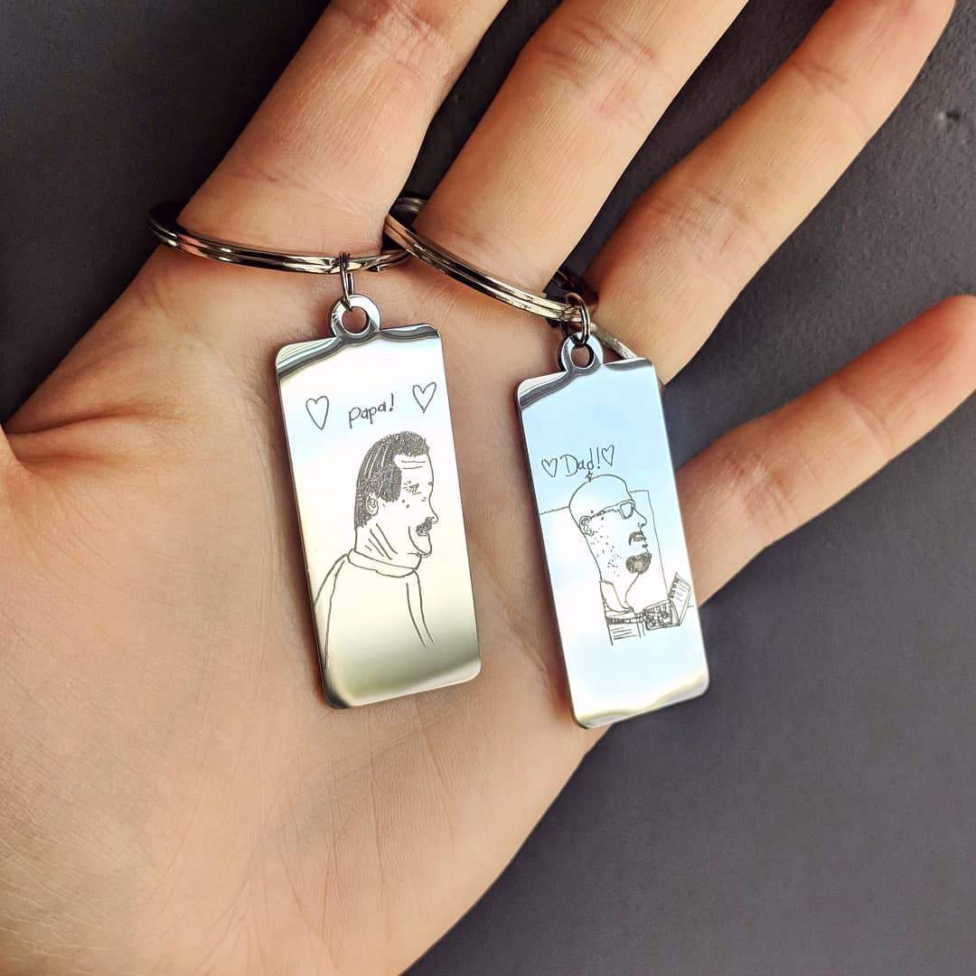 1080x1080 high quality personalized drawing or signature keychain - Personalized Drawing
