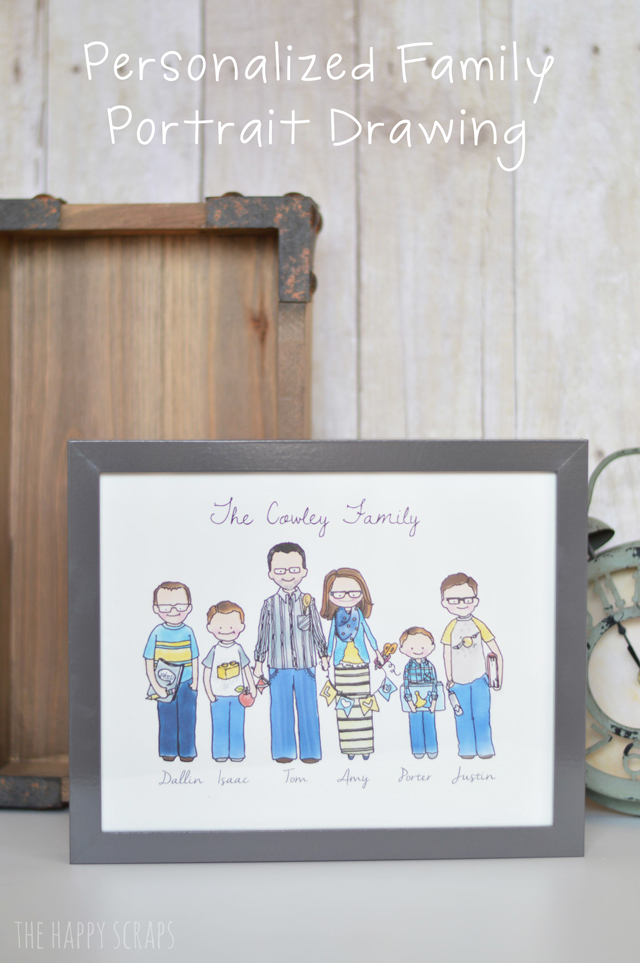 640x963 Personalized Family Portrait Drawing - Personalized Drawing