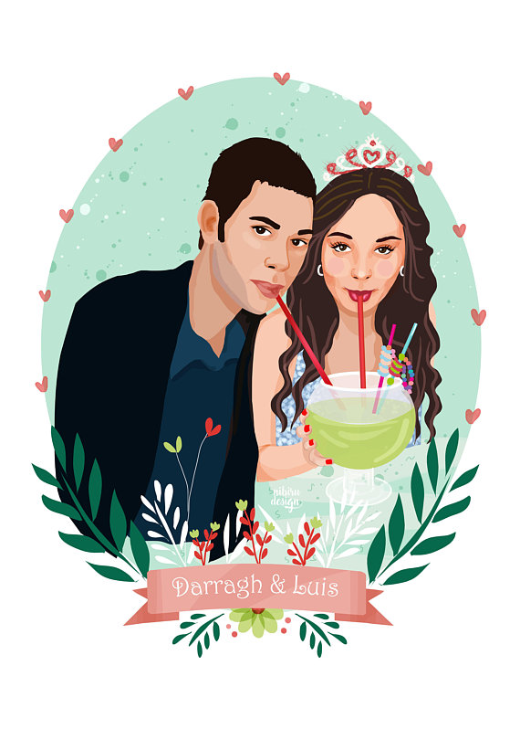 570x798 custom drawing, couple illustration, custom portrait, personalized - Personalized Drawing