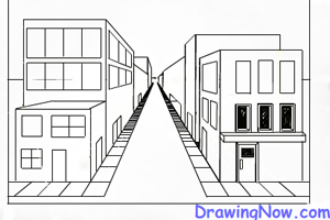 300x200 How To Draw Street Full Of Buildings In Pt Perspective - Perspective Building Drawing