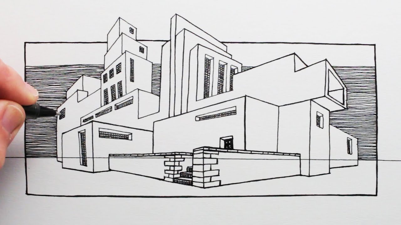 1280x720 How To Draw A Building In Perspective Mackintosh Style House - Perspective Building Drawing
