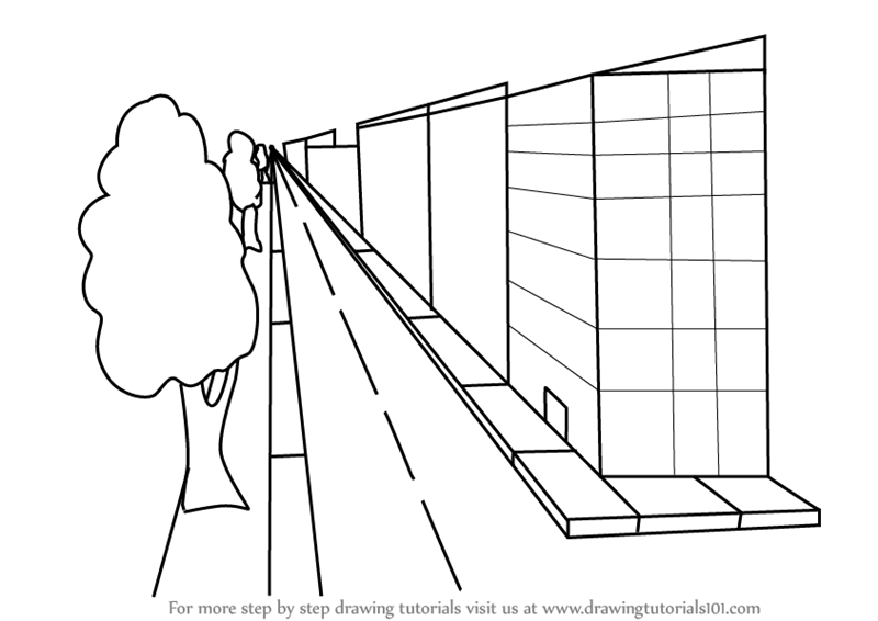 800x566 Learn How To Draw One Point Perspective Buildings - Perspective Building Drawing