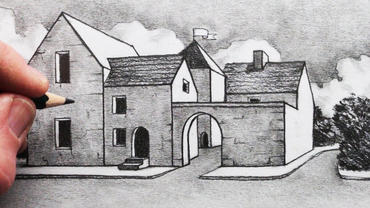 1280x720 How To Draw Buildings In Point Perspective Narrated - Perspective Building Drawing