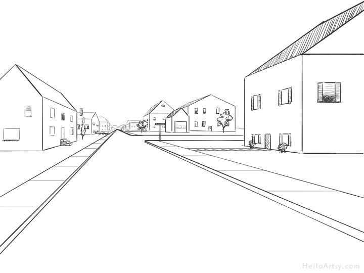 720x540 One Point Perspective Drawing Step - Perspective Drawing House