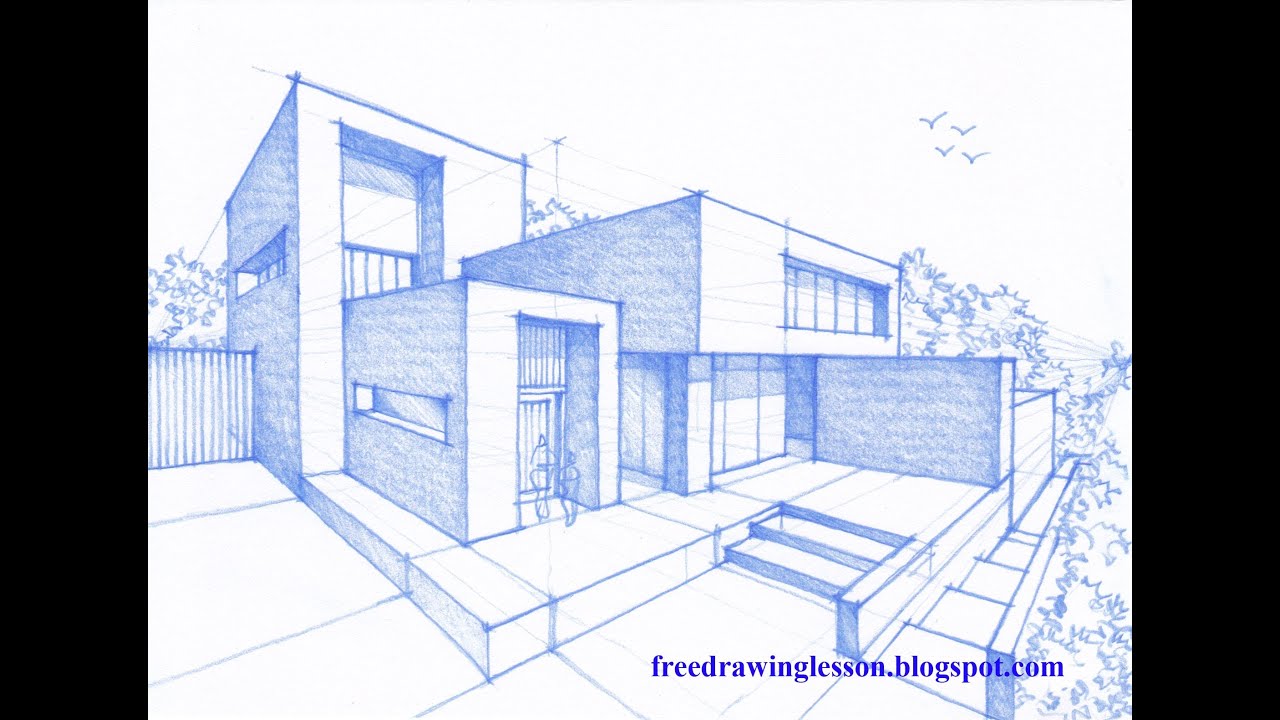 1280x720 Draw A House In Perspective - Perspective Drawing House