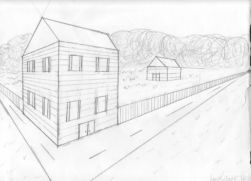 871x628 House Perspective Drawing - Perspective Drawing House
