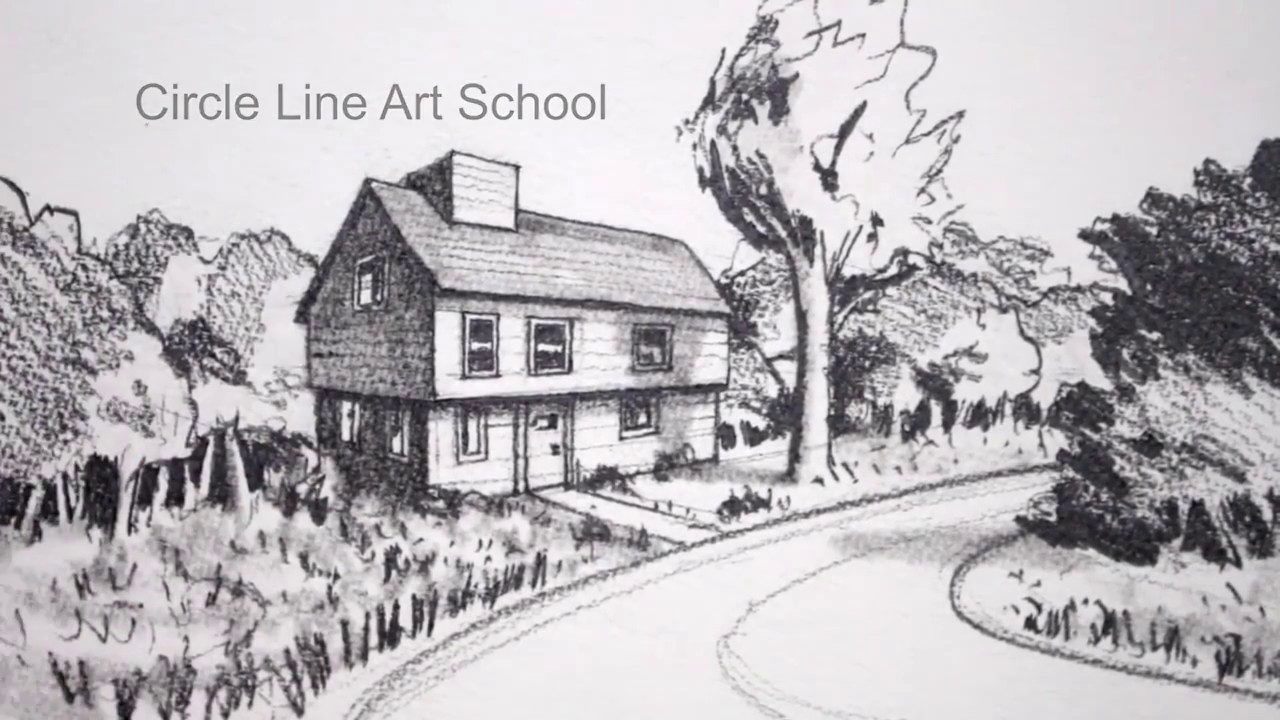 1280x720 how to draw a house in point perspective in a landscape kak - Perspective Landscape Drawing
