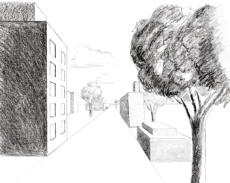453x360 Landscape Point Perspective - Perspective Landscape Drawing