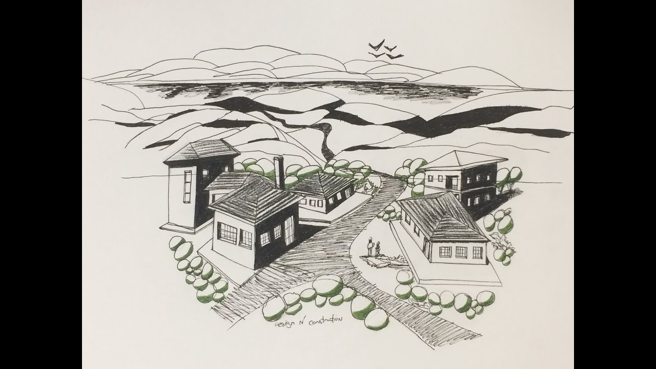 1280x720 Multi Point Perspective Landscape Drawing - Perspective Landscape Drawing