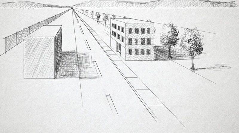 800x447 One Point Perspective Landscape Drawing Tutorials One Point - Perspective Landscape Drawing