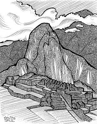 312x400 machu picchu drawing - Peru Drawings