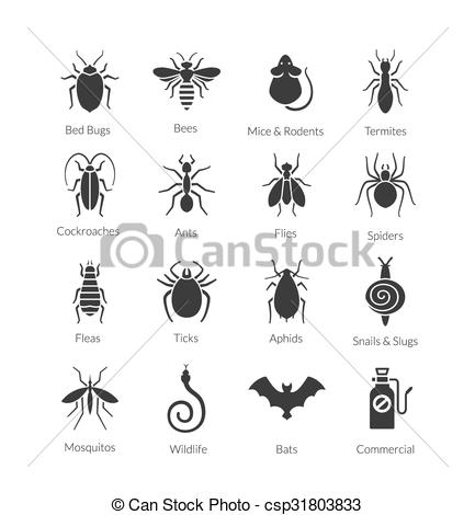 433x470 vector set of icons with insects for pest control company vector - Pest Drawing