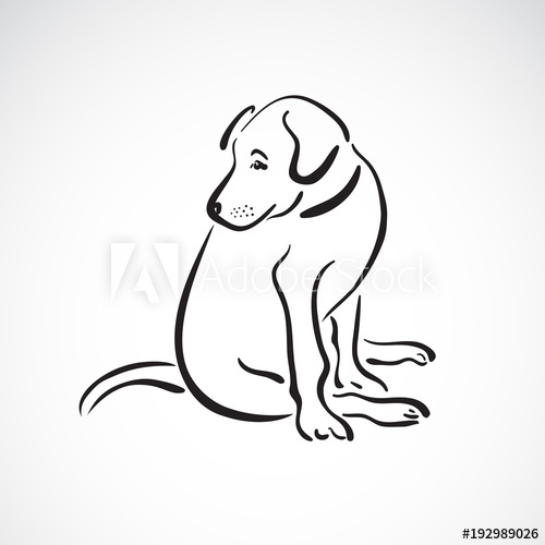 500x500 Vector Of Sitting Dog - Pet Animals Drawing