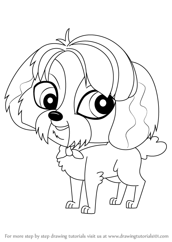 598x844 Learn How To Draw Digby From Littlest Pet Shop - Pet Shop Drawing