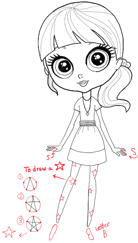 450x791 How To Draw Blythe Baxter From Littlest Pet Shop With Easy Steps - Pet Shop Drawing