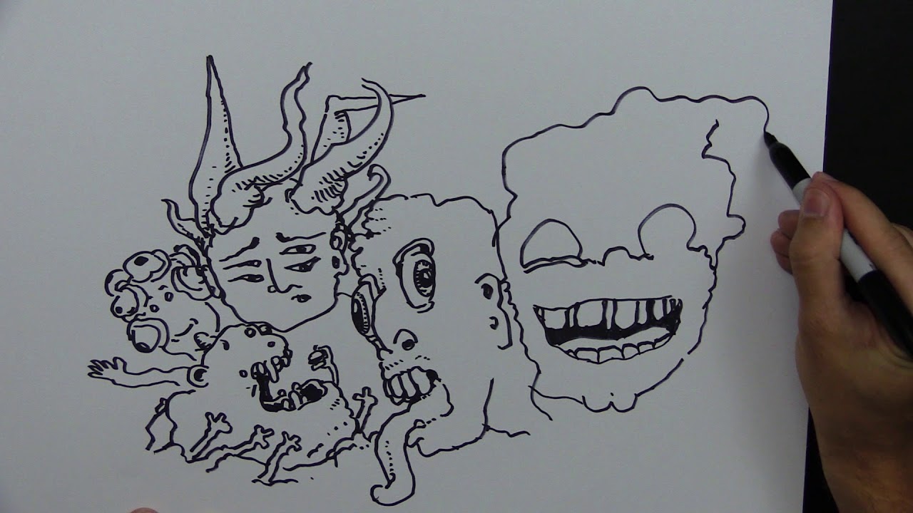 1280x720 drawing with peter draws weird monster faces - Peter Drawinging