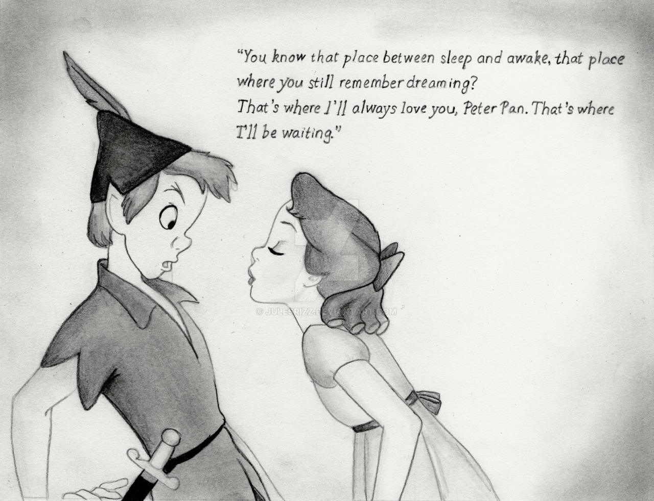 1280x982 The Sketching Fiddler Peter Pan And Wendy - Peter Pan And Wendy Drawing