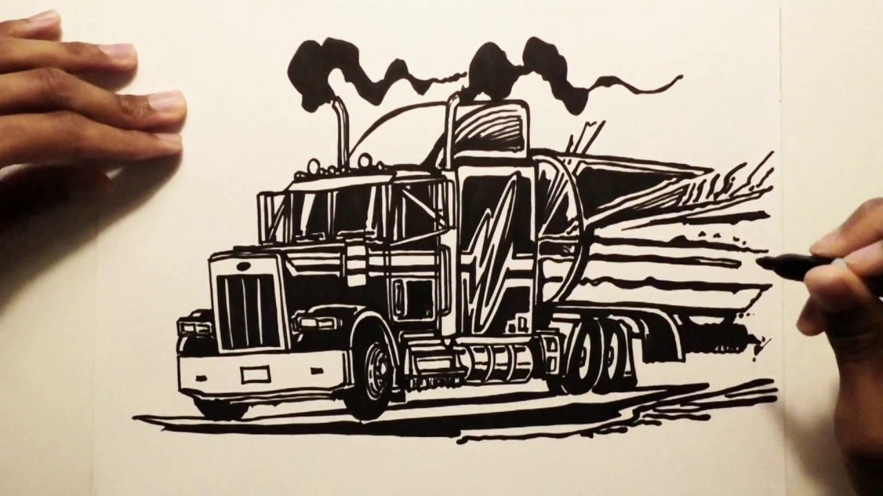 1280x720 drawing trucks!!! peterbilt tanker - Peterbilt Drawing