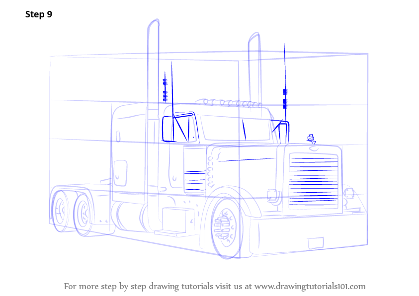 843x596 learn how to draw peterbilt truck - Peterbilt Drawing