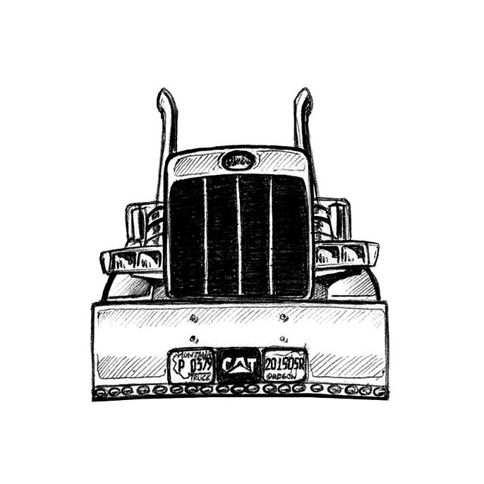 686x686 pete front view drawing - Peterbilt Drawing