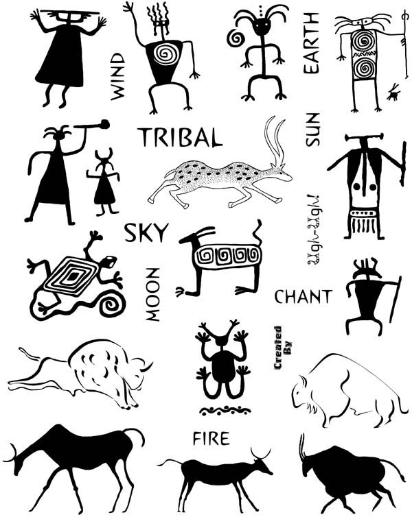 600x754 Rock Art And Petroglyphs Unmounted Rubber Stamp Sheet - Petroglyph Drawings