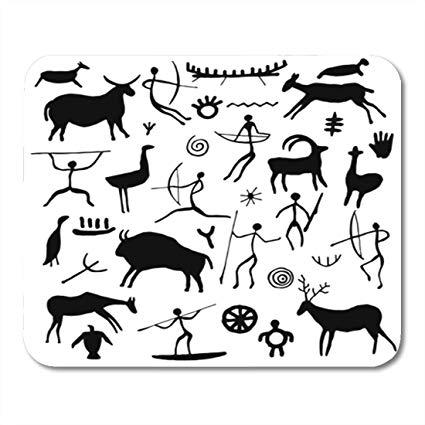 425x425 semtomn gaming mouse pad cave rock drawings black - Petroglyph Drawings