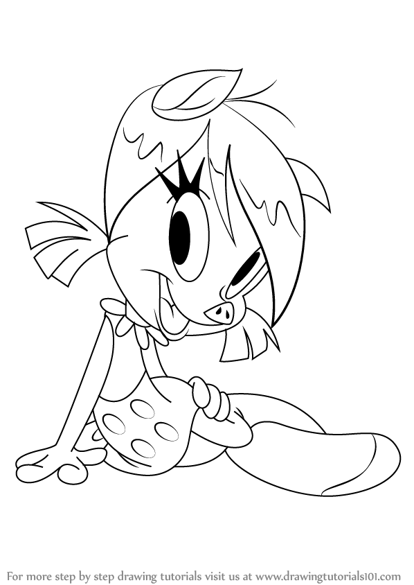 598x844 learn how to draw petunia pig from looney tunes - Petunia Drawing