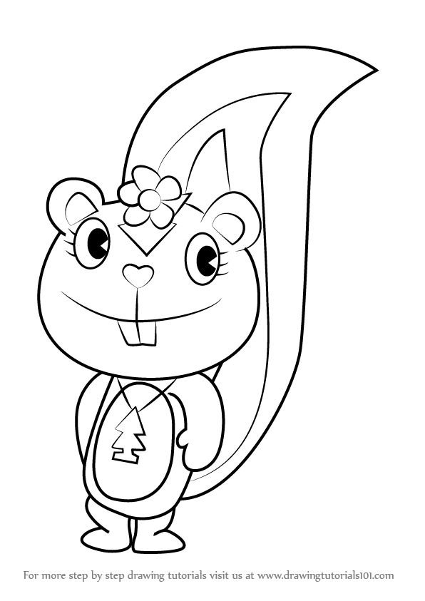 596x843 Learn How To Draw Petunia From Happy Tree Friends - Petunia Drawing