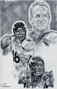 192x300 Peyton Manning Of Denver Broncos Drawing Sketch Poster - Peyton Manning Drawing