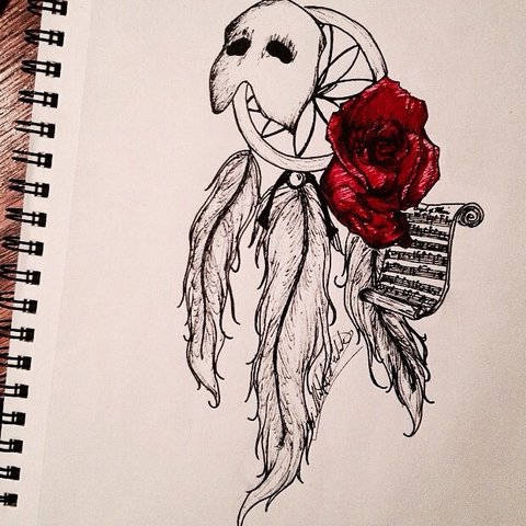 480x480 The Phantom Of The Opera Dreamcatcher Tattoo Design - Phantom Of The Opera Drawing