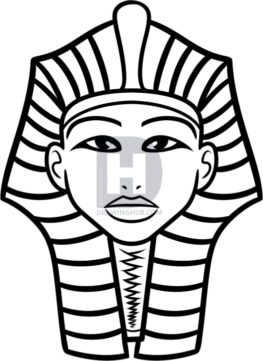 526x720 how to draw king tut for kids, step - Pharaoh Drawing