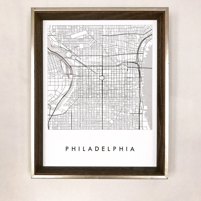 794x794 philadelphia map street map pennsylvania city map drawing etsy - Philadelphia Drawing