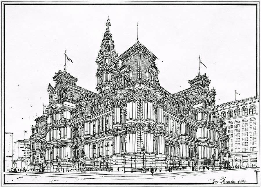 900x646 philadelphia city hall drawing - Philadelphia Drawing
