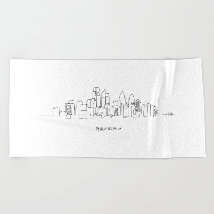 700x700 philadelphia skyline drawing beach towel - Philadelphia Skyline Drawing