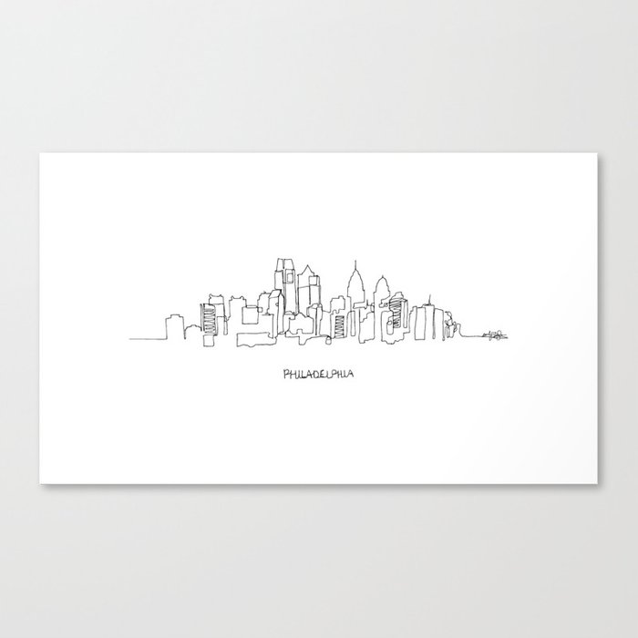 700x700 philadelphia skyline drawing canvas print - Philadelphia Skyline Drawing