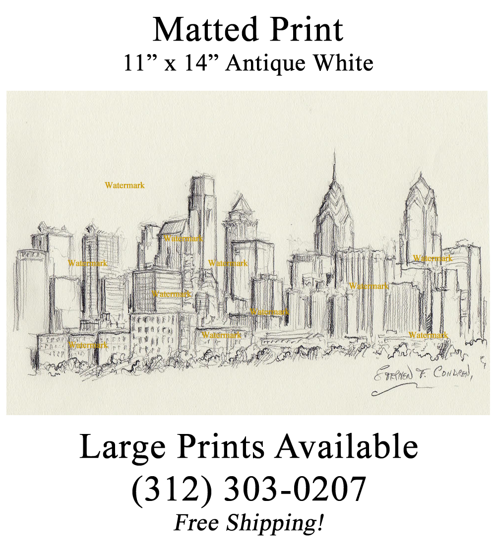 1000x1121 philadelphia charcoal skyline drawing along the schuylkill river - Philadelphia Skyline Drawing