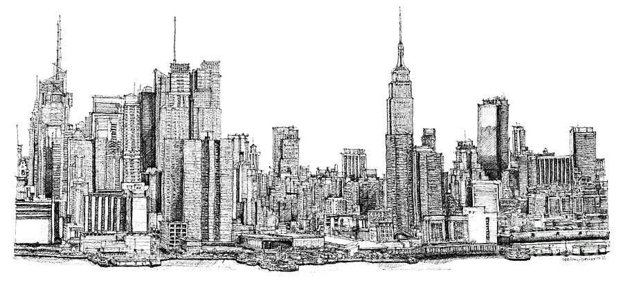 900x409 Skyline Drawings Fine Art America - Philadelphia Skyline Drawing