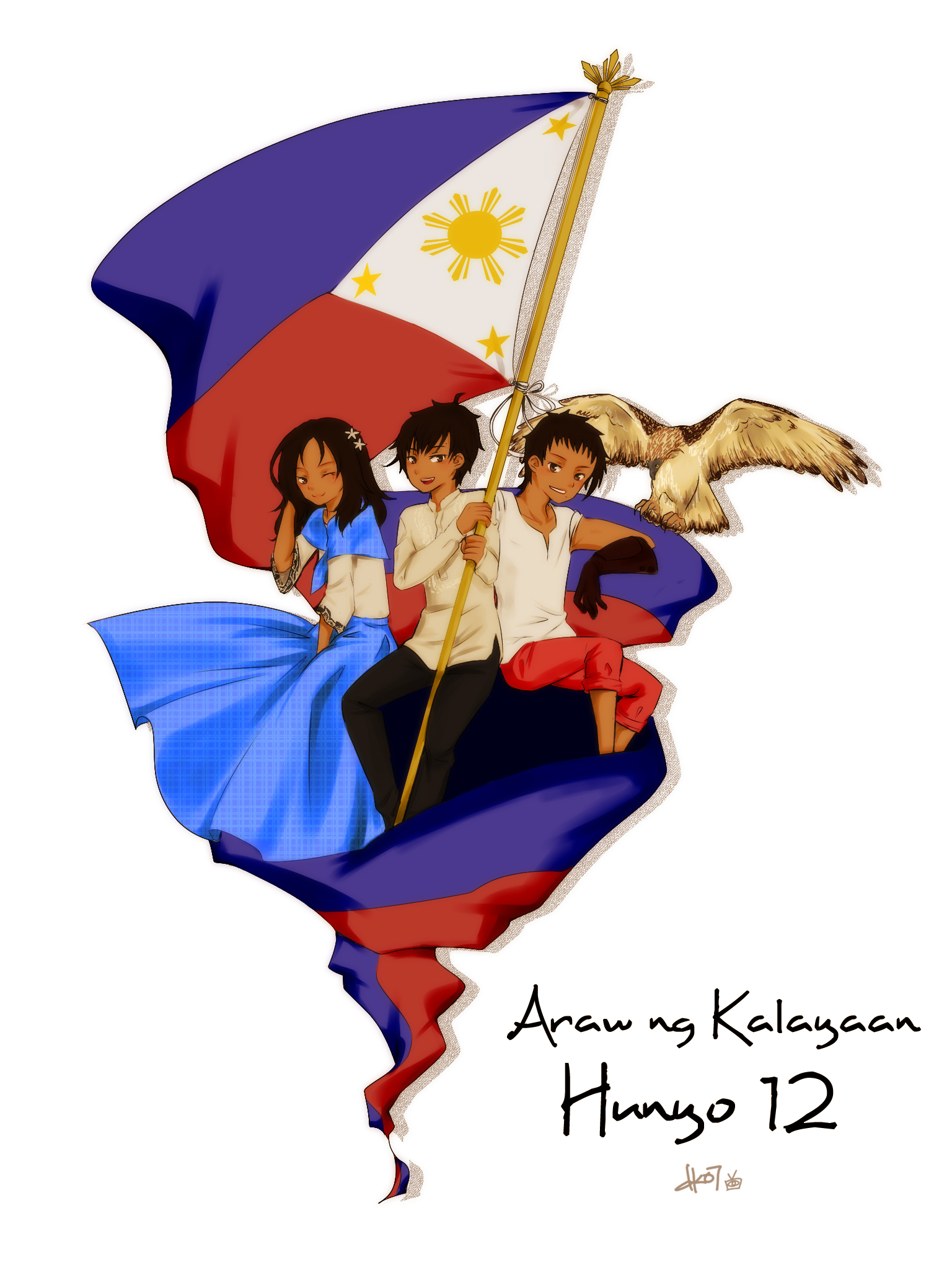 Philippine Independence Day Easy Kalayaan Poster Drawing - Vector Stock