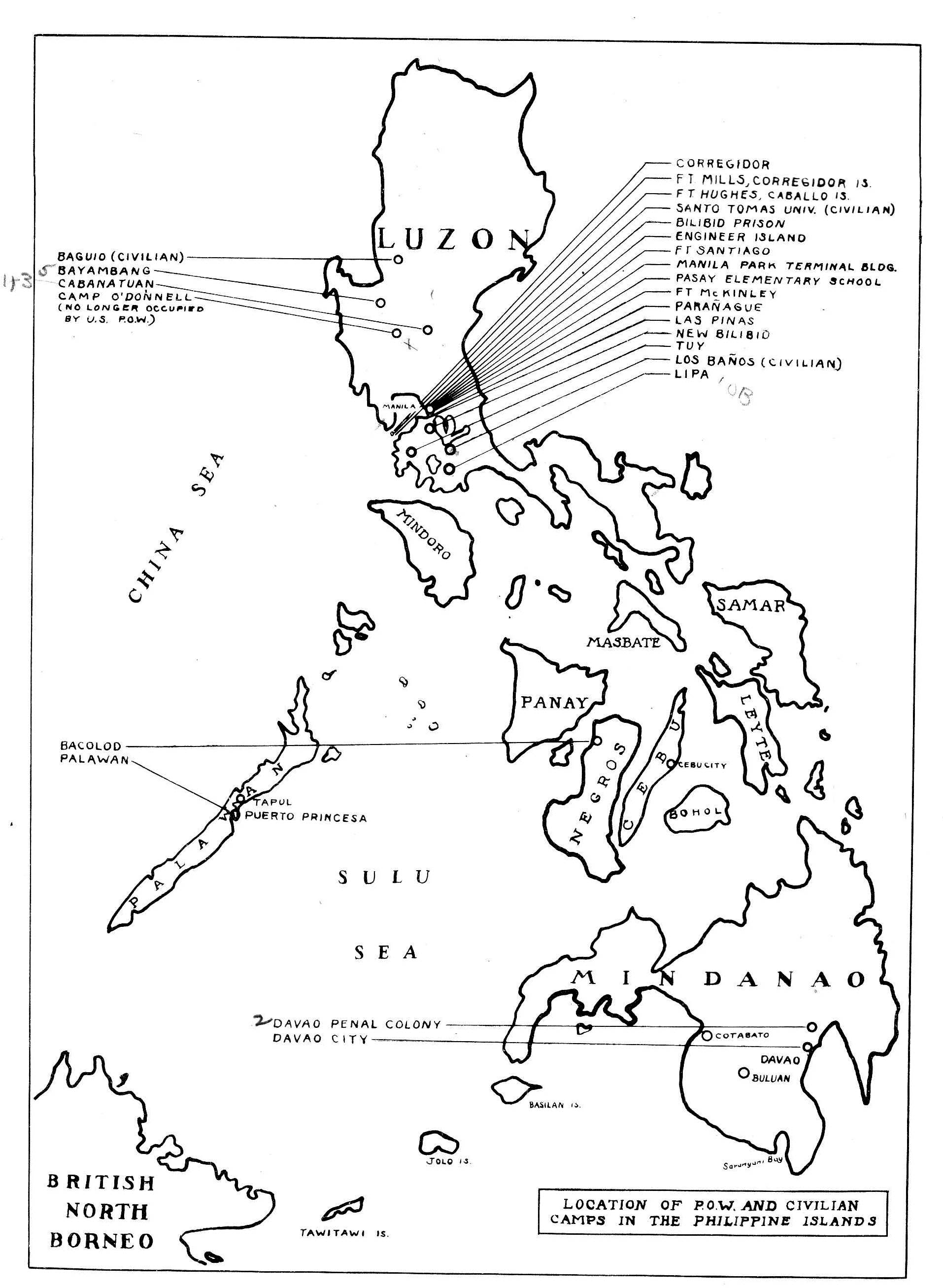 1914x2614 List Of Pow Camps In The Philippines - Philippine Map Drawing