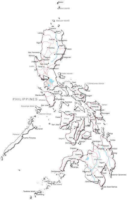 423x664 Philippines Black White Road Map In Adobe Illustrator Vector - Philippine Map Drawing