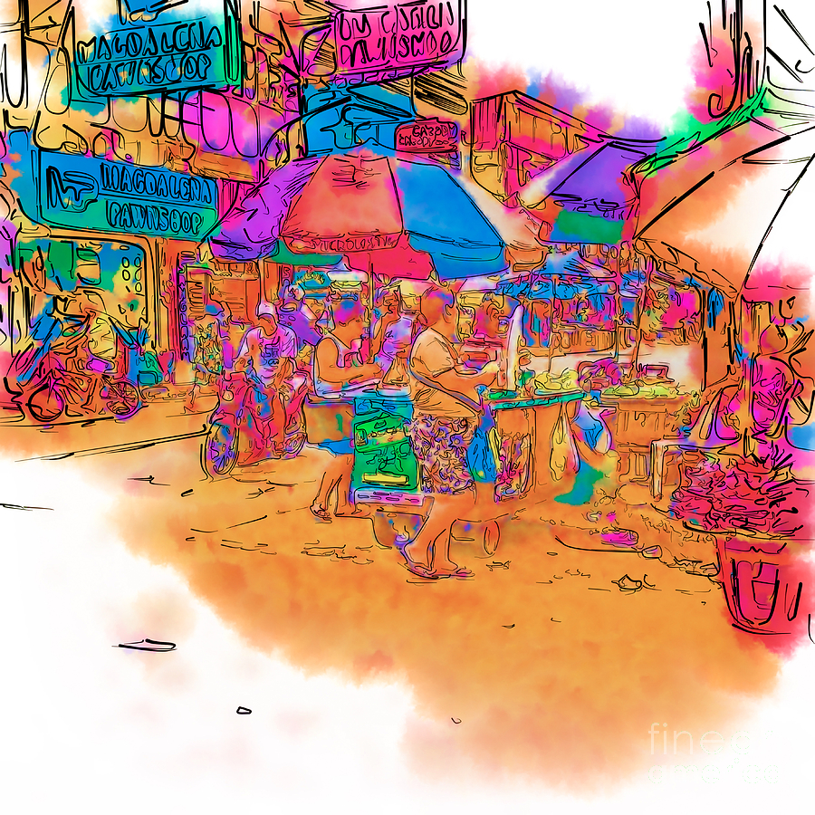 900x900 Philippine Open Air Market Drawing - Philippines Drawing