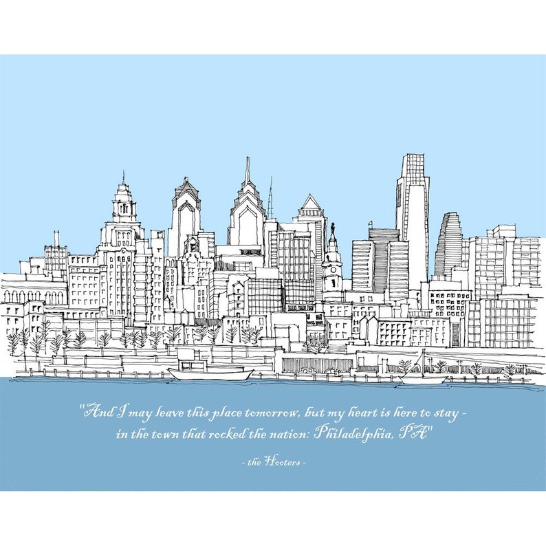 794x794 Philadelphia Skyline Print Etsy - Philly Skyline Drawing