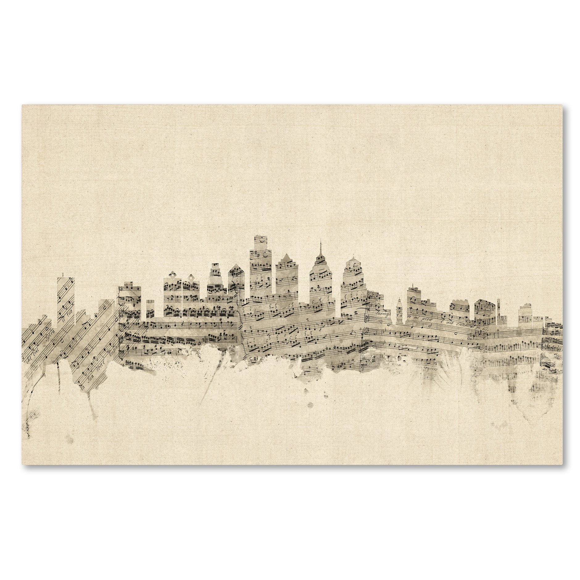 1880x1880 Trademark Art Philadelphia Skyline Sheet Music - Philly Skyline Drawing