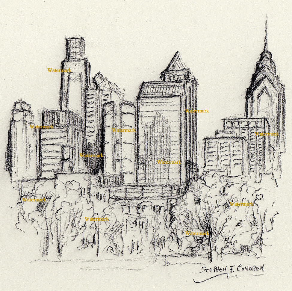 975x971 detroit skyline pencil sketch philadelphia skyline charcoal - Philly Skyline Drawing