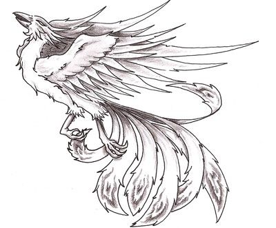 400x331 Drawing Of The Phoenix Bird Detta Stuk Kommer Den Ha, Det Ska - Phoenix Bird Drawing