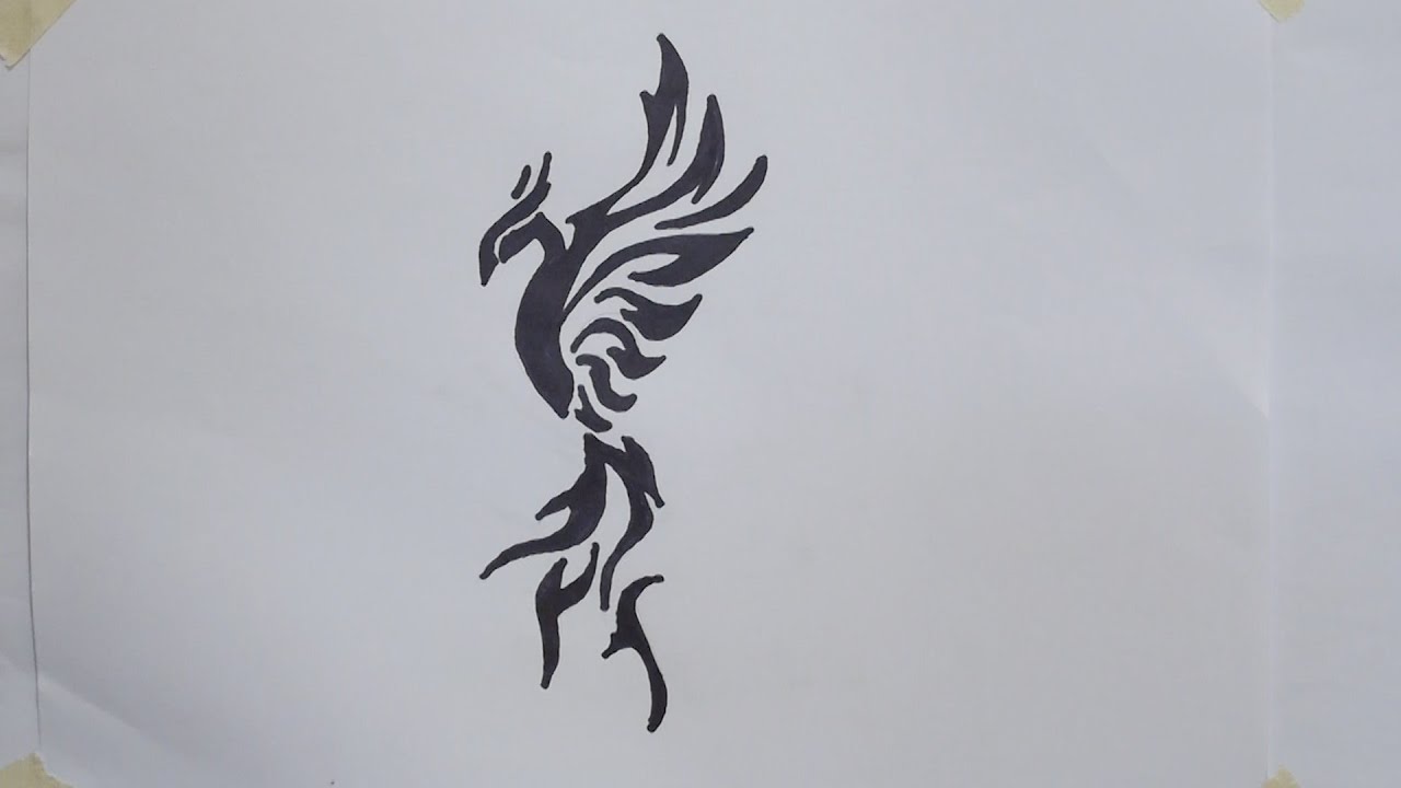 1280x720 How To Draw Phoenix Tribal Tattoo - Phoenix Drawing