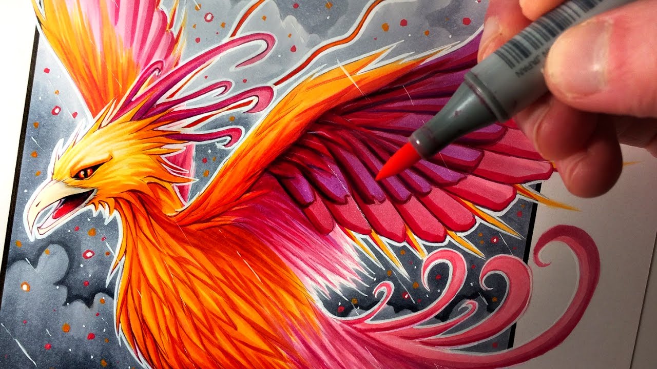 1280x720 let's draw a phoenix - Phoenix Drawing.
