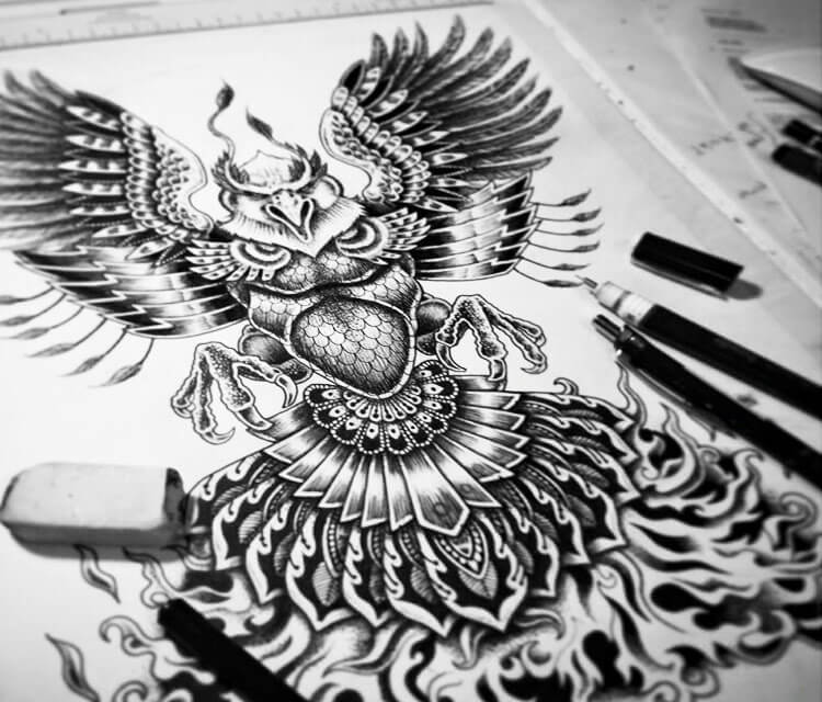 750x640 Phoenix Drawing - Phoenix Drawing