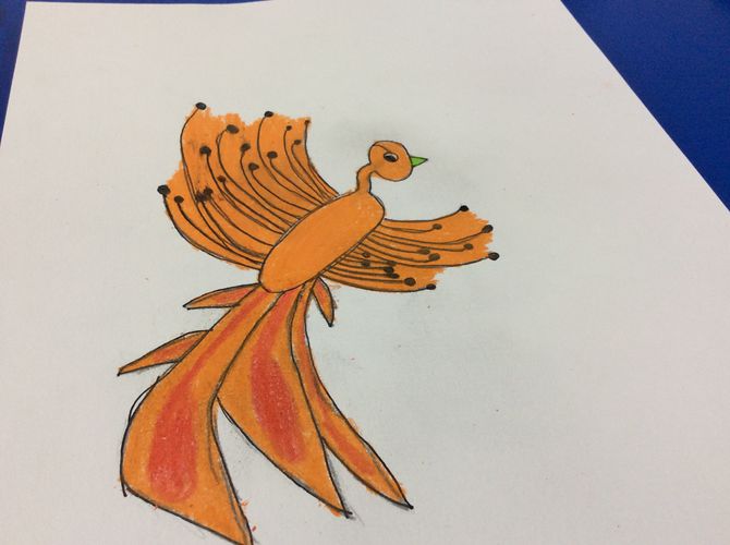 670x500 How To Draw A Phoenix Steps - Phoenix Drawing Color